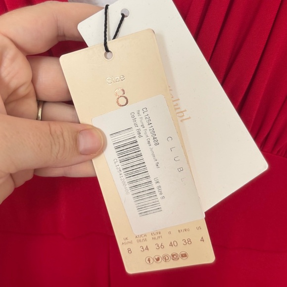 Club L London Red Plunge Front Cape Jumpsuit Size 4 NWT - Picture 8 of 10